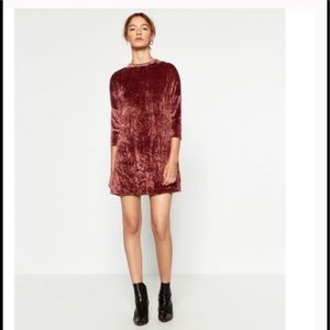 Zara Dusty Rose Crush Velvet Mini